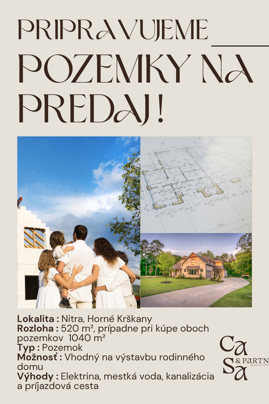 Stavebný pozemok 520 m² – Nitra, Horné Krškany